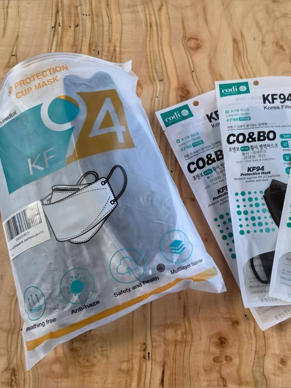 LOGAO Black KF94 3D Protection Cup Mask Individually Wrapped Set of 49 Masks New